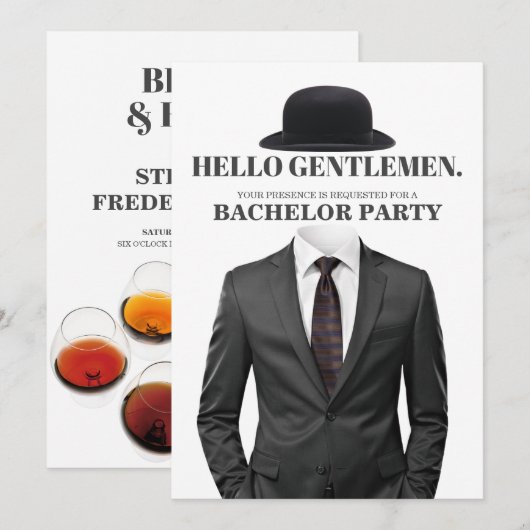 Invitation Enterrement de vie de garçon (Devant / Derrière)