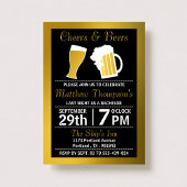 Invitation Enterrement de vie de garçon Black & Gold Cheers &