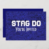 Invitation enterrement de vie de garçon bleu textu (Devant / Derrière)