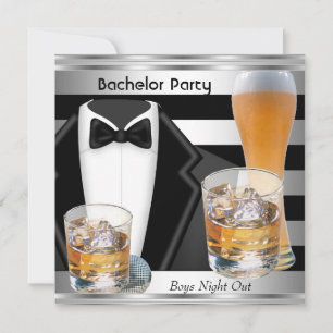 Invitation Enterrement de vie de garçon Boissons Tuxedo pour