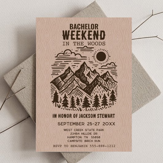 Invitation Enterrement de vie de garçon Camping