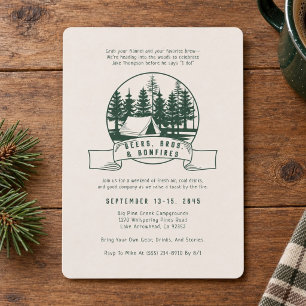 Invitation Enterrement de vie de garçon Camping Bois rustique