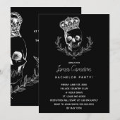 Invitation Enterrement de vie de garçon crâne royal (Devant / Derrière)