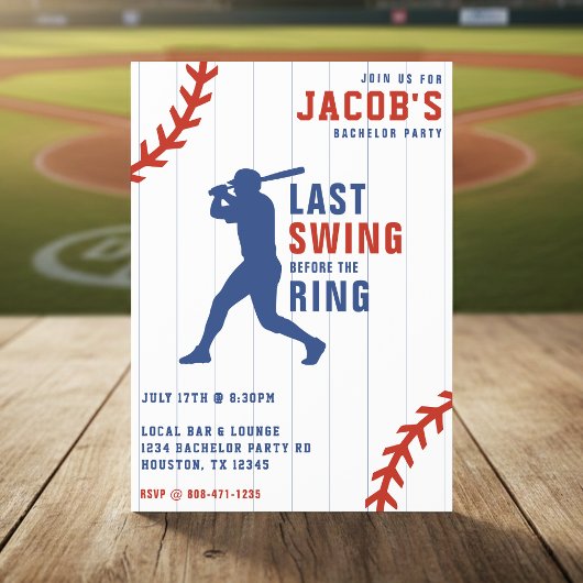 Invitation Enterrement de vie de garçon de baseball Dernier s