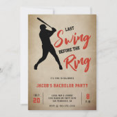 Invitation Enterrement de vie de garçon de baseball Dernier t (Devant)