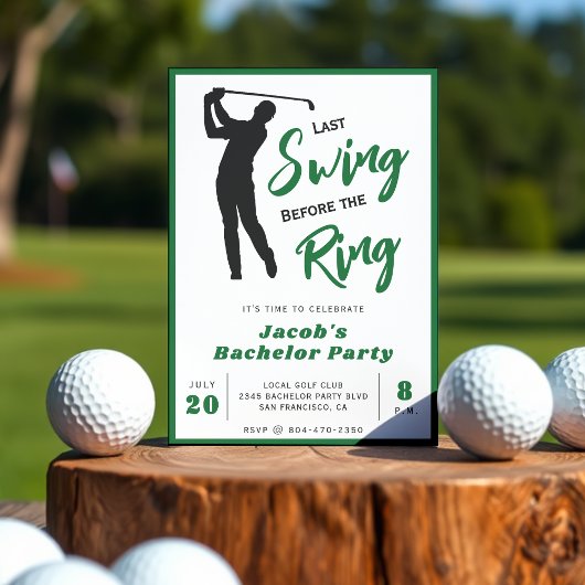 Invitation Enterrement de vie de garçon de golf Dernier swing