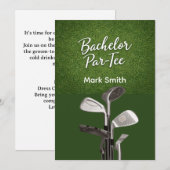Invitation Enterrement de vie de garçon de golf sur le green (Devant / Derrière)