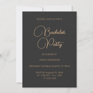 Invitation Enterrement de vie de garçon élégant Rose Gold & N