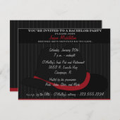 Invitation Enterrement de vie de garçon Fedora et rayures (Devant / Derrière)