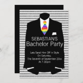 Invitation Enterrement de vie de garçon gay en costume et cra (Devant / Derrière)