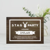 Invitation Enterrement de vie de garçon Grain de Bois Cerf (Debout devant)