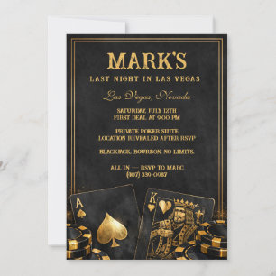 Invitation Enterrement de vie de garçon Luxueux Noir et Or à 