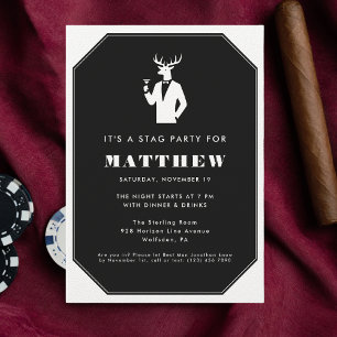 Invitation Enterrement de vie de garçon moderne Cocktails noi