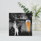 Invitation Enterrement de Vie de Garçon Noir Or Blanc Verre à (Debout devant)