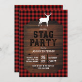 Invitation Enterrement de vie de garçon Red Buffalo Check & B (Devant / Derrière)