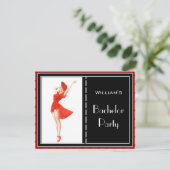 Invitation enterrement de vie de garçon Rouge Noir (Debout devant)