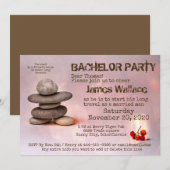 Invitation Enterrement de vie de garçon Samouraï Zen Stones p (Devant / Derrière)