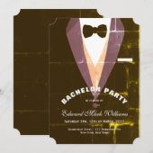 Invitation Enterrement de vie de garçon Smoking Vintage (Devant / Derrière)