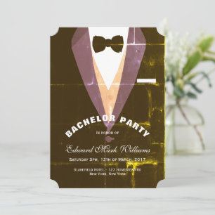 Invitation Enterrement de vie de garçon Smoking Vintage