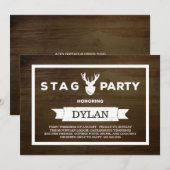 Invitation Enterrement de vie de garçon Style Bois de Cerf (Devant / Derrière)
