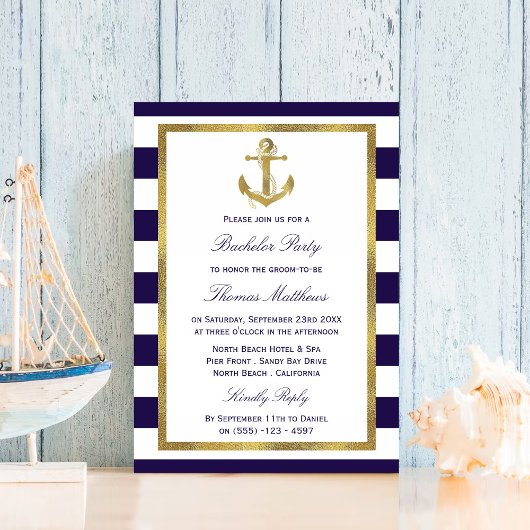 Invitation Enterrement de vie de garçon sur la plage avec une