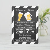 Invitation Enterrement de vie de garçon tableau craie Cheers (Debout devant)