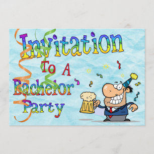 Invitation Enterrement de vie de garçon texte arc-en-ciel drô