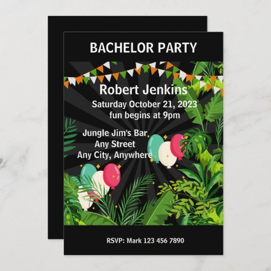 Invitation Enterrement de vie de garçon ! Texte modifiable (Devant / Derrière)