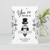 Invitation Enterrement de vie de garçon Tuxedo Vintage (Debout devant)