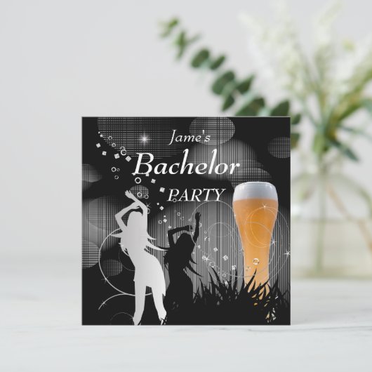 Invitation Enterrement de Vie de Garçon Verre à Bière Blanc O (Debout devant)