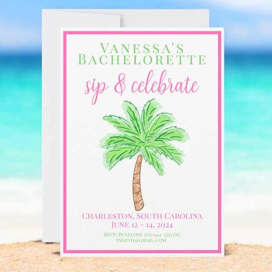 Invitation Enterrement de vie de jeune fille à boire et céléb