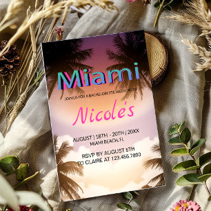 Invitation Enterrement de vie de jeune fille à Miami sous le