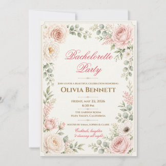 Invitation Enterrement de vie de jeune fille aquarelle floral