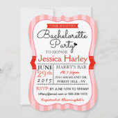 Invitation Enterrement de vie de jeune fille aux rayures roug (Devant)