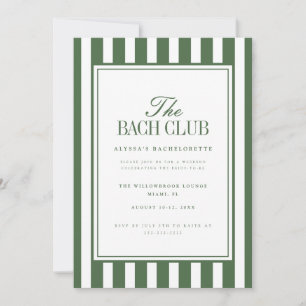 Invitation Enterrement de vie de jeune fille "Bach Club" vert