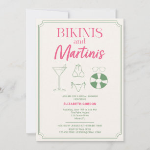 Invitation Enterrement de vie de jeune fille Bikinis et Marti