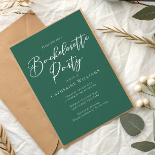 Invitation Enterrement de vie de jeune fille chic vert émerau