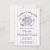 Invitation Enterrement de vie de jeune fille Coquillages rose (Devant)