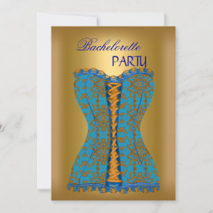 Invitation Enterrement de vie de jeune fille Corset Bleu sarc