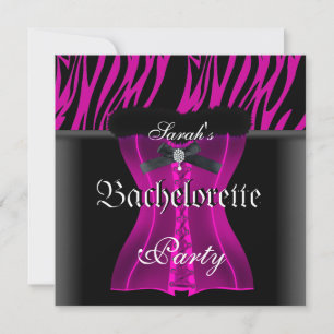 Invitation Enterrement de vie de jeune fille Corset Noir Zèbr