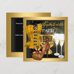 Invitation Enterrement de vie de jeune fille Corset Or Noir C