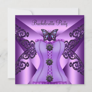 Invitation Enterrement de Vie de Jeune Fille Corset Papillon 