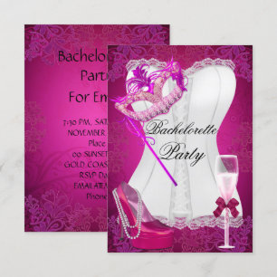 Invitation Enterrement de vie de jeune fille Corset Rose Chau