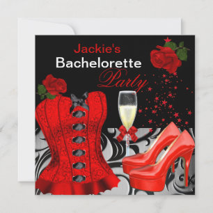 Invitation Enterrement de vie de jeune fille Corset Rouge Noi