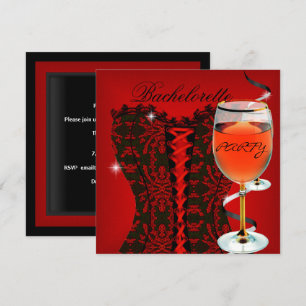 Invitation Enterrement de vie de jeune fille Corset Rouge Vin
