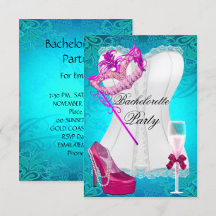 Invitation Enterrement de vie de jeune fille Corset Sarcelle 