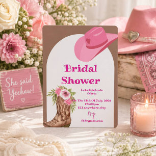 Invitation enterrement de vie de jeune fille cowboy rose