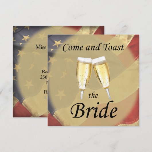 Invitation Enterrement de vie de jeune fille drapeau américai (Devant / Derrière)