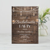 Invitation Enterrement de vie de jeune fille en bois rustique (Debout devant)