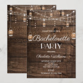 Invitation Enterrement de vie de jeune fille en bois rustique (Devant / Derrière)